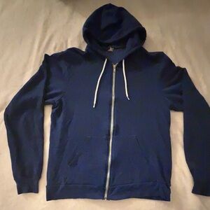 Vintage American Apparel Navy Zip-Up Hoodie Large